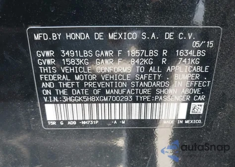 2016 Honda Fit Ex-L z USA, uszkodzony, nr VIN 3HGGK5H8XGM700293